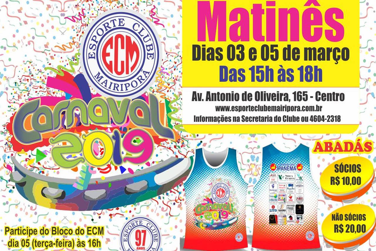 Carnaval 2019 - Matinês dias 03 e 05 de Março